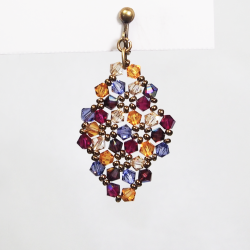 Clips  - Bronze brass - Earrings Rhombus Malvina - Clips  - Bronze brass - Laiton bronze